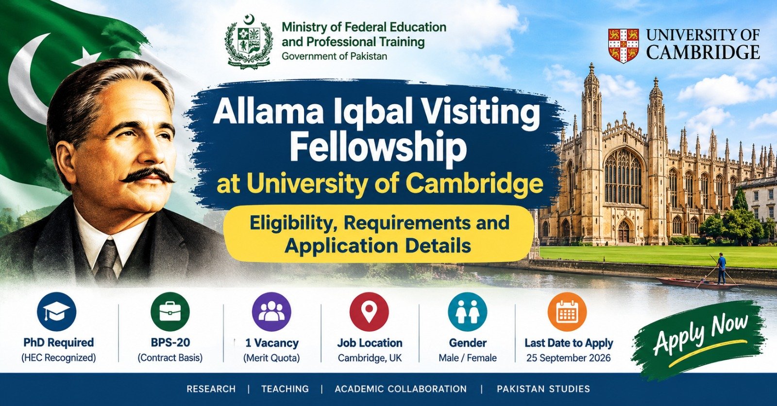 Allama Iqbal Visiting Fellowship at University of Cambridge