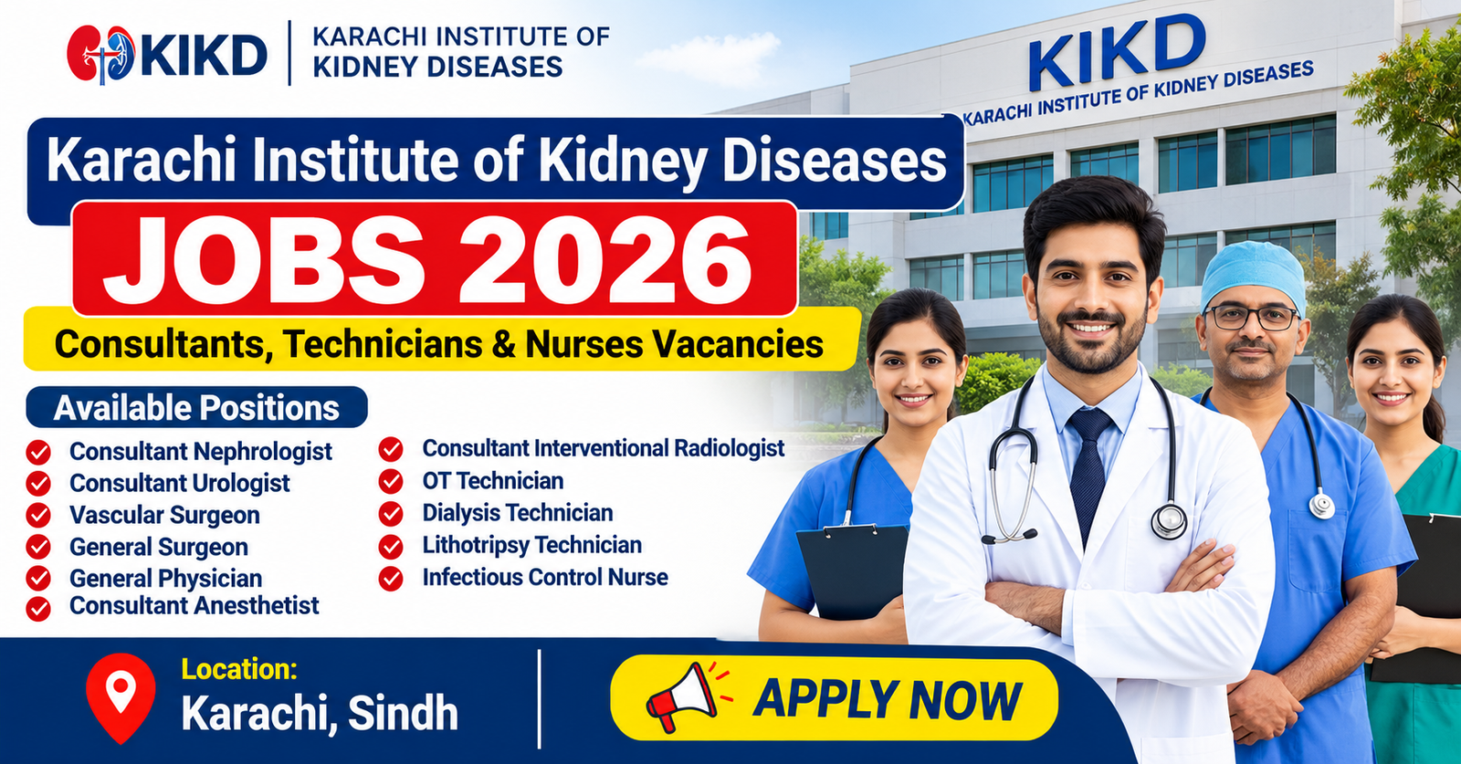 Karachi Institute of Kidney Diseases Jobs 2026